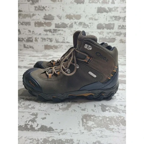 Men's 10.5 W Oboz Bridger Mid B-DRY Sudan Brown Leather Hiking Boots Waterproof - Picture 6 of 8